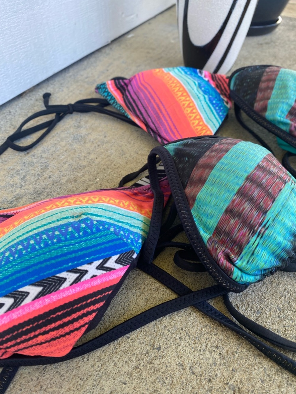 Colorful Striped Triangle Bikini Top(s) - Picture 3 of 7